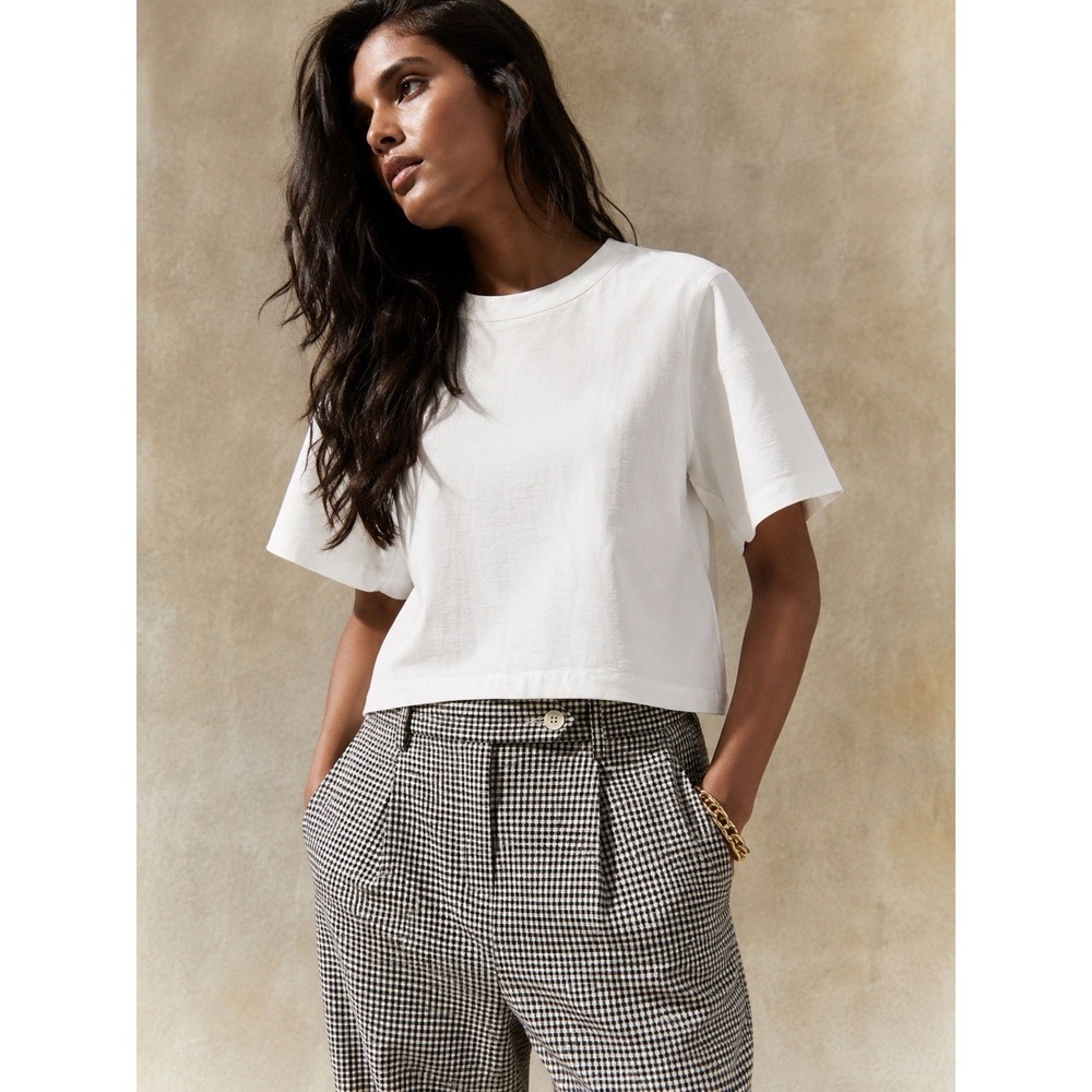 Shosh White Structured Cotton Blend Boxy Top Sz 0 Made NY Minimalist $288